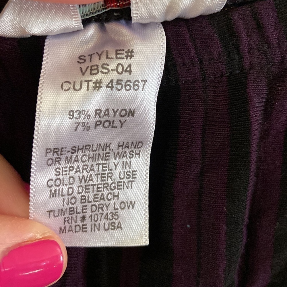 Sz S Hard Tail New Straight Soft Maxi Skirt in Black/Grape Stripes Rayon Blend - Picture 5 of 6